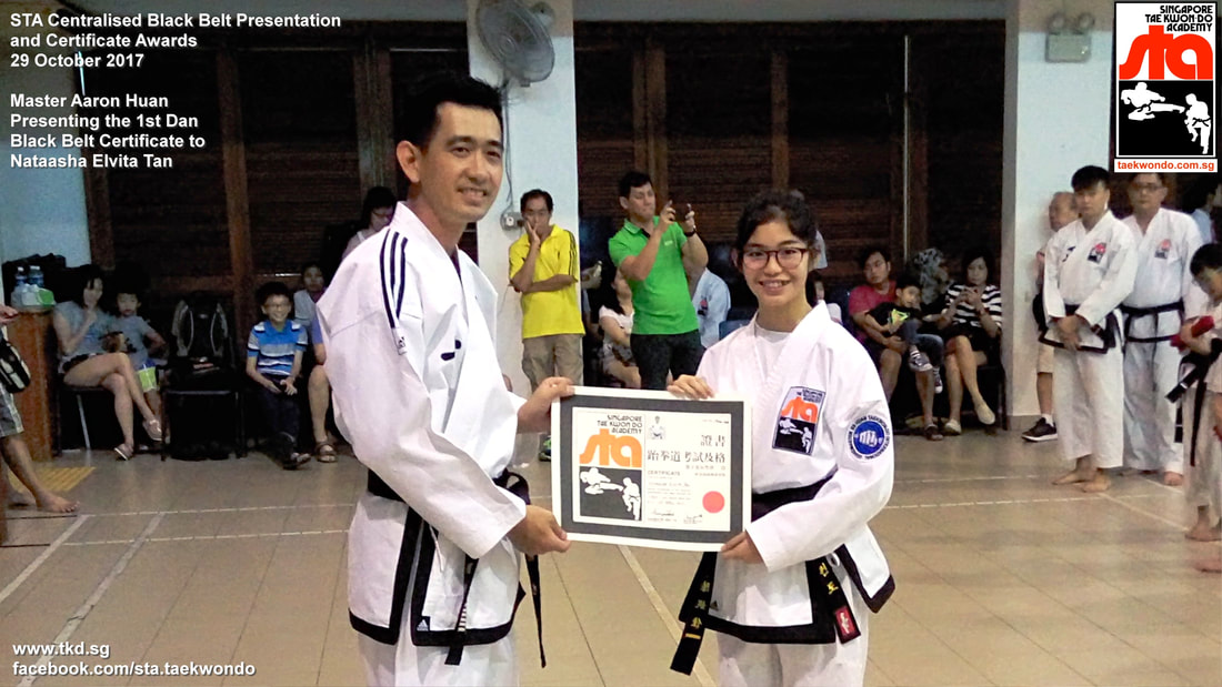 Nataasha Elvita Tan Black Belt Presentation and Certificate Awards STA Centralised Grading Singapore Taekwon-do Academy HQ Taekwondo