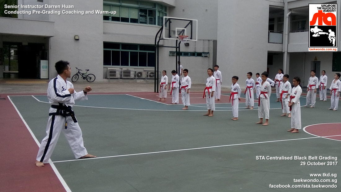 Pre-Grading Coaching Senior Instructor Darren Huan Centralised Black Belt Grading Singapore Taekwon-do Academy HQ STA Taekwondo International 29 Oct 2017