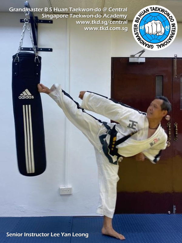 Side Kick Sandbag Training STA Aaron Huan City Serangoon Farrer Park Kallang Novena Newton Singapore Taekwondo Academy TKD