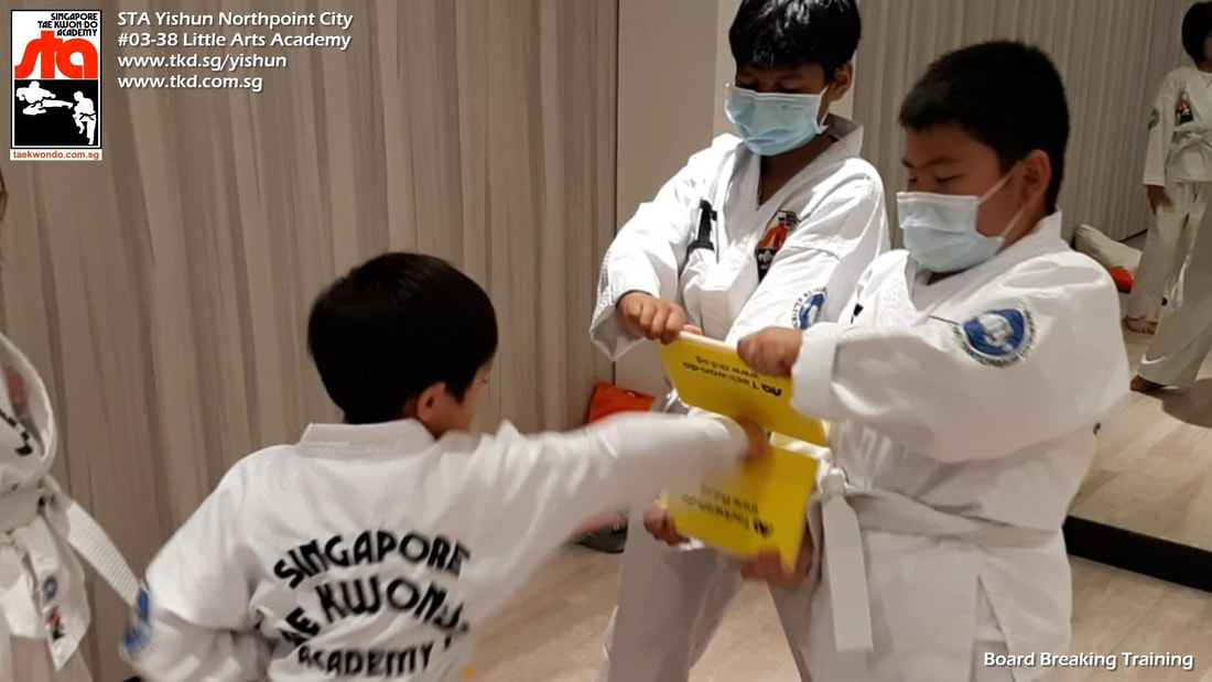 Board Breaking Training Yishun Northpoint City Sembawang Woodlands Khatib Canberra Singapore Taekwondo Academy TKD Adult Kids