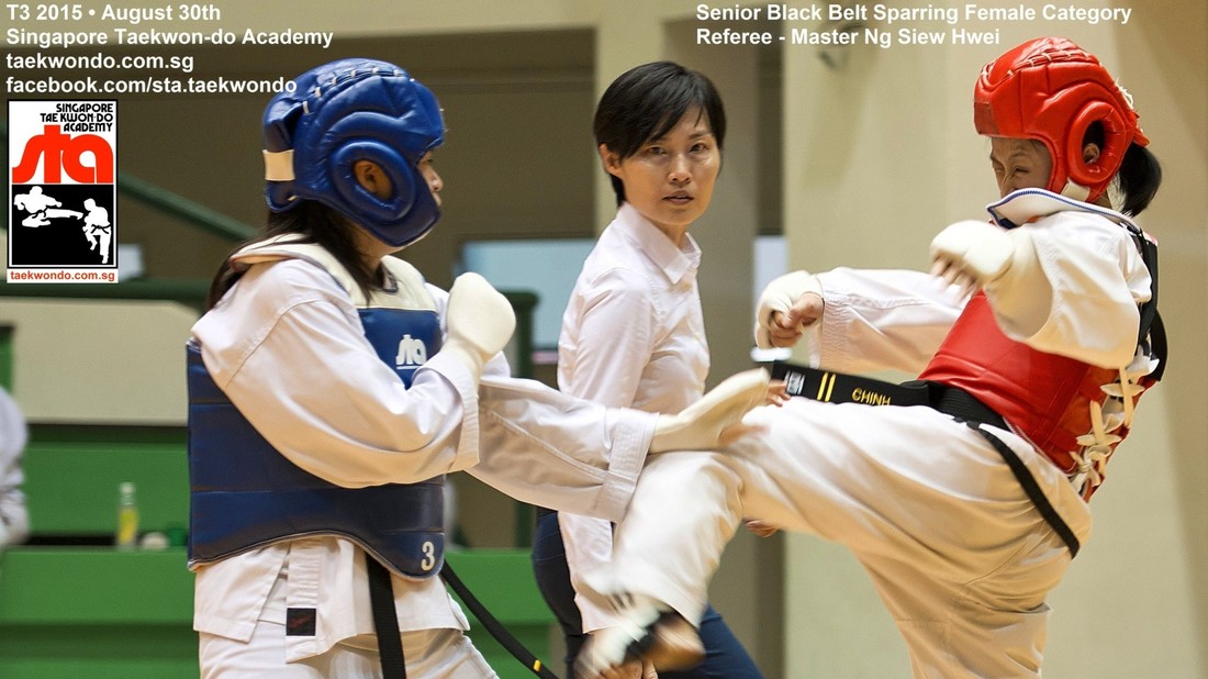 Black Belt Sparring Female Taekwondo Competition T3 2015 Singapore Taekwon-do Academy Master Ng Siew Hwei